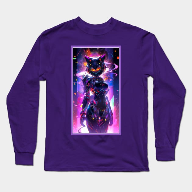 Anime Cute Cat Girl | Quality Anime Girl Artwork | Sci-Fi Manga Girl Anime Art Long Sleeve T-Shirt by AlNoah